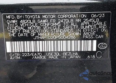 2023 Lexus Is 500 F Sport Performance Premium from USA, damaged, VIN JTHAP1D20P5004286